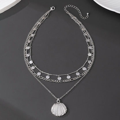 Beach Artificial Pearl Starfish Shell Necklace For Women Vintage Vacation Jewelry Zinc Alloy Beaded Necklace Vacation Accessories