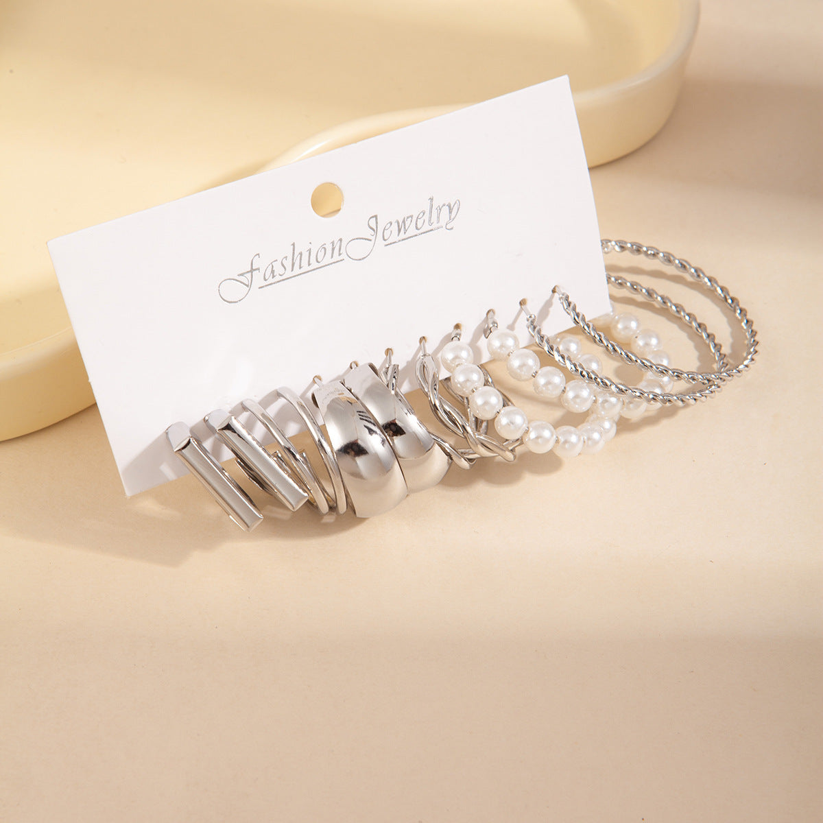 C Shape Earrings For Women In Golden Color, 1 Set
