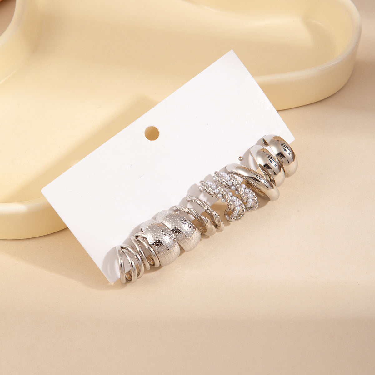 C Shape Earrings For Women In Golden Color, 1 Set