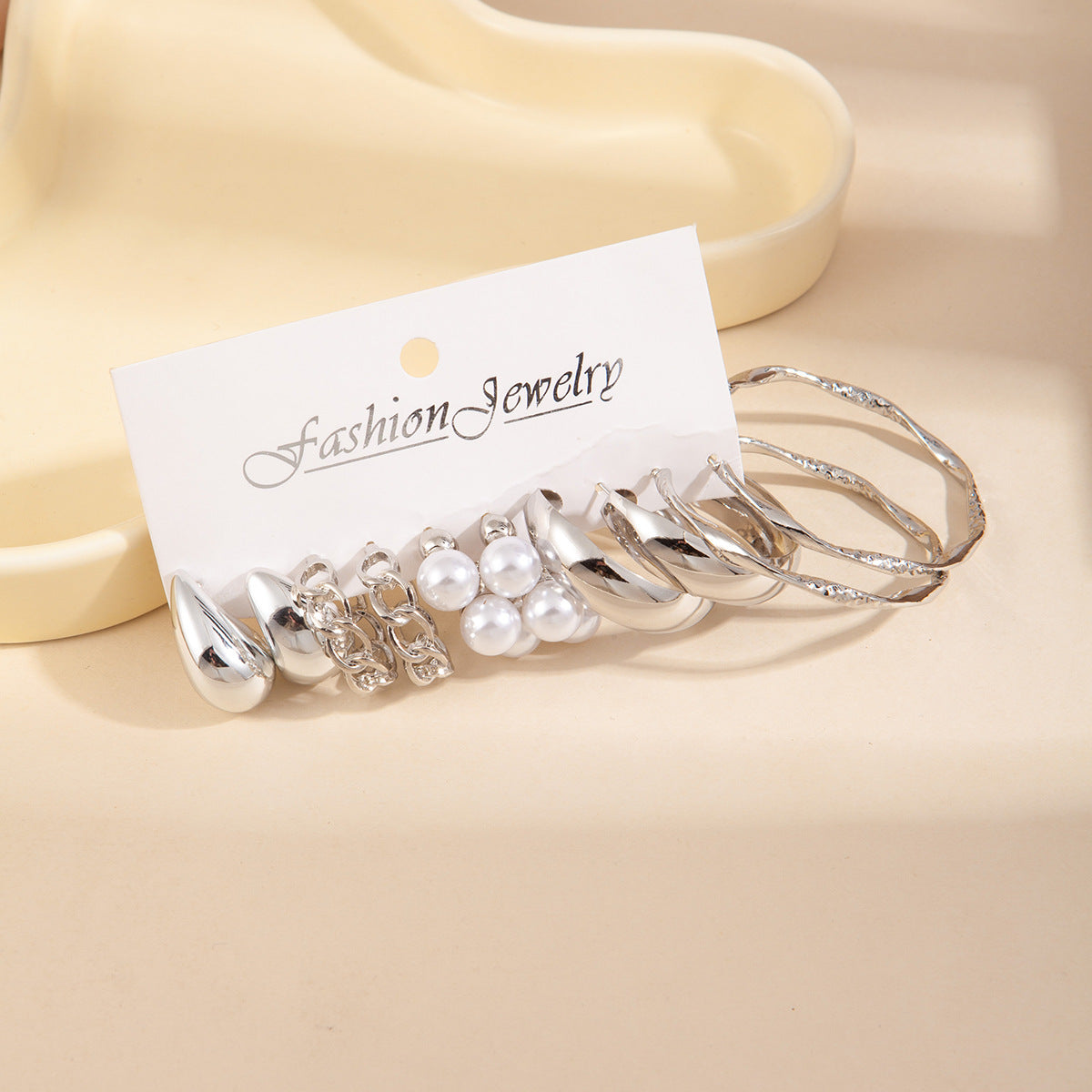C Shape Earrings For Women In Golden Color, 1 Set