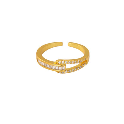For Open Rings Made Of Copper Featuring Zircon Inlay, Stylish And Elegant Design