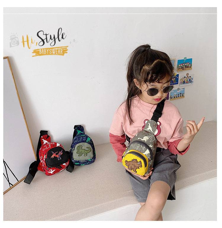 Unisex Bear Square Canvas Fanny Pack With Tassel And Sling Strap, Kids Shoulder Bag