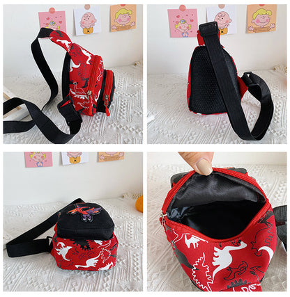 Unisex Bear Square Canvas Fanny Pack With Tassel And Sling Strap, Kids Shoulder Bag