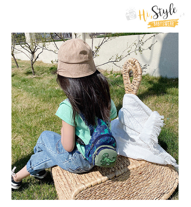 Unisex Bear Square Canvas Fanny Pack With Tassel And Sling Strap, Kids Shoulder Bag