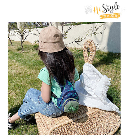 Unisex Bear Square Canvas Fanny Pack With Tassel And Sling Strap, Kids Shoulder Bag