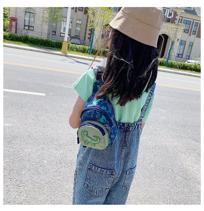 Unisex Bear Square Canvas Fanny Pack With Tassel And Sling Strap, Kids Shoulder Bag