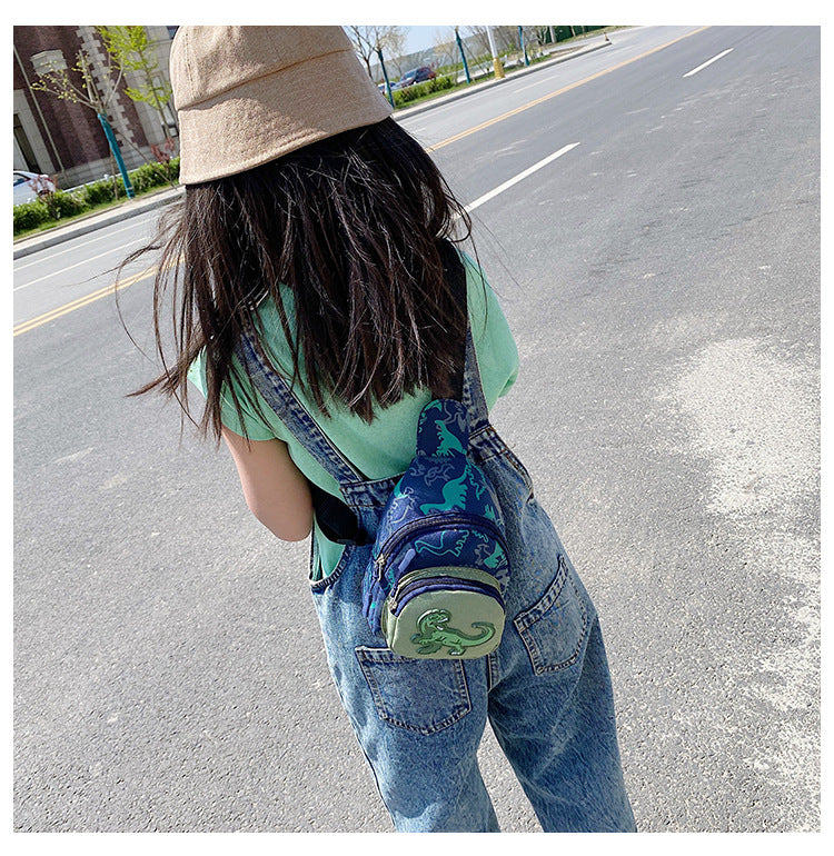 Unisex Bear Square Canvas Fanny Pack With Tassel And Sling Strap, Kids Shoulder Bag