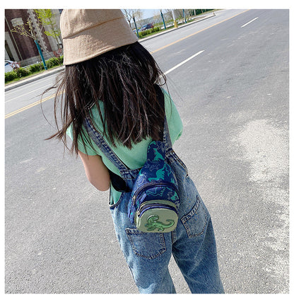 Unisex Bear Square Canvas Fanny Pack With Tassel And Sling Strap, Kids Shoulder Bag