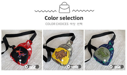 Unisex Bear Square Canvas Fanny Pack With Tassel And Sling Strap, Kids Shoulder Bag