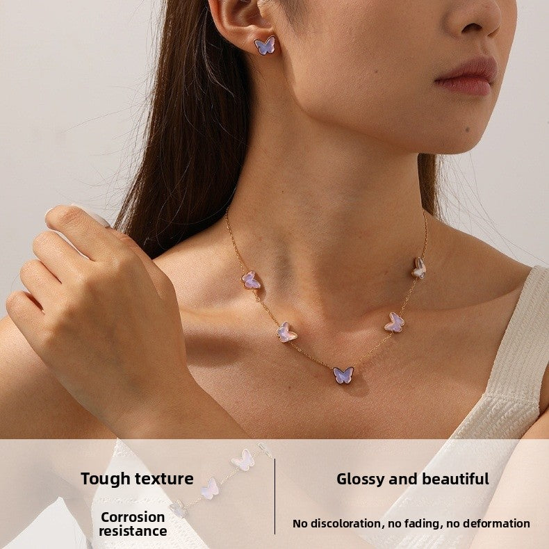 Pink Jewelry Set Featuring Elegant Butterfly Pattern For Stylish Wear