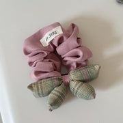 7#Green Striped Bow Pink Hair Tie
