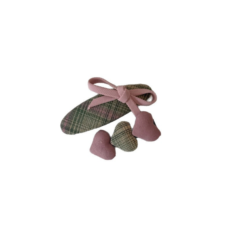 Spring Matcha Color Hair Clip Bow Hairband Multifunctional Soft Floral Hair Accessory Heart-shaped Hairpin