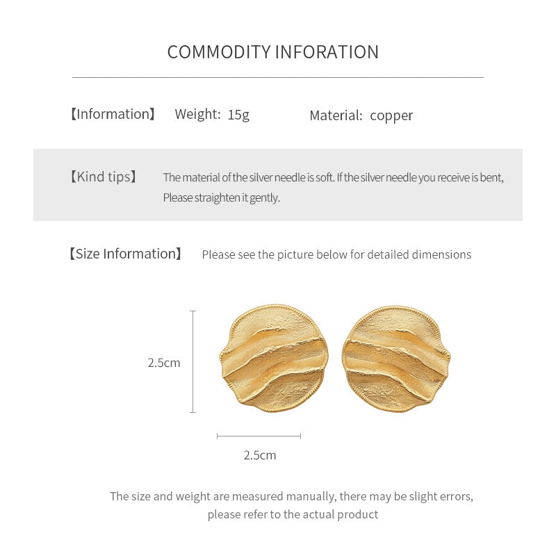 Round Pattern Alloy Stud Earrings For Women In Elegant Golden Color