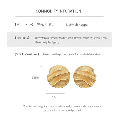 Round Pattern Alloy Stud Earrings For Women In Elegant Golden Color