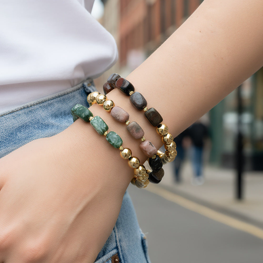 Natural Stone Beaded Agate Bracelets For Stylish Accessories In Various Colours
