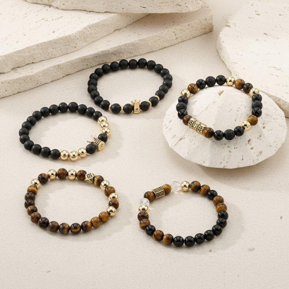 Men's Hip-Hop Bracelet Featuring Crown Pattern, Stylish And Trendy Accessory