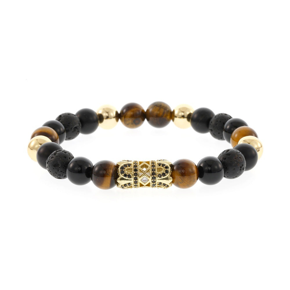 Men's Hip-Hop Bracelet Featuring Crown Pattern, Stylish And Trendy Accessory