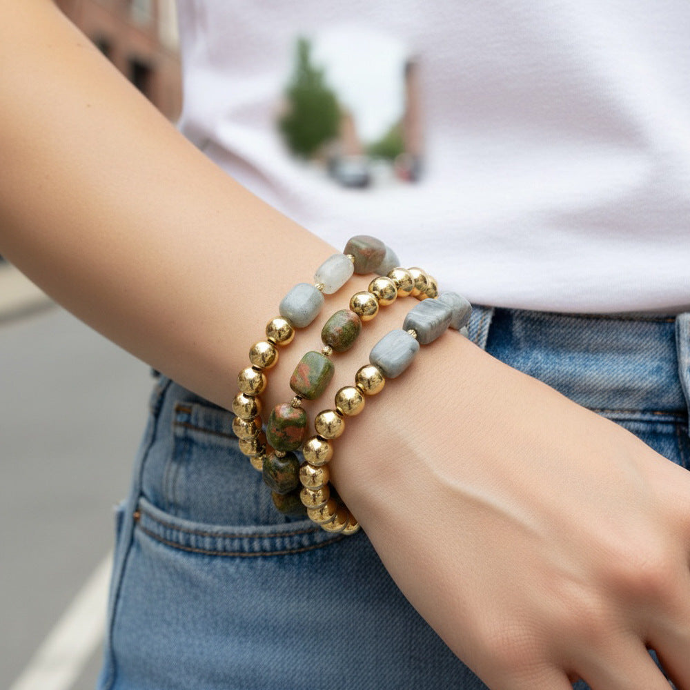 Natural Stone Beaded Agate Bracelets For Stylish Accessories In Various Colours