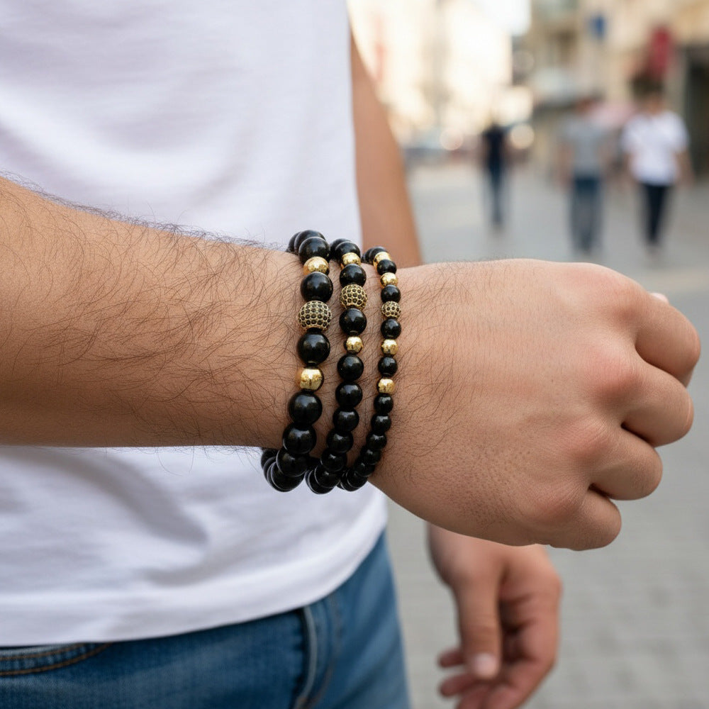 Men's Hip-Hop Bracelet Featuring Crown Pattern, Stylish And Trendy Accessory