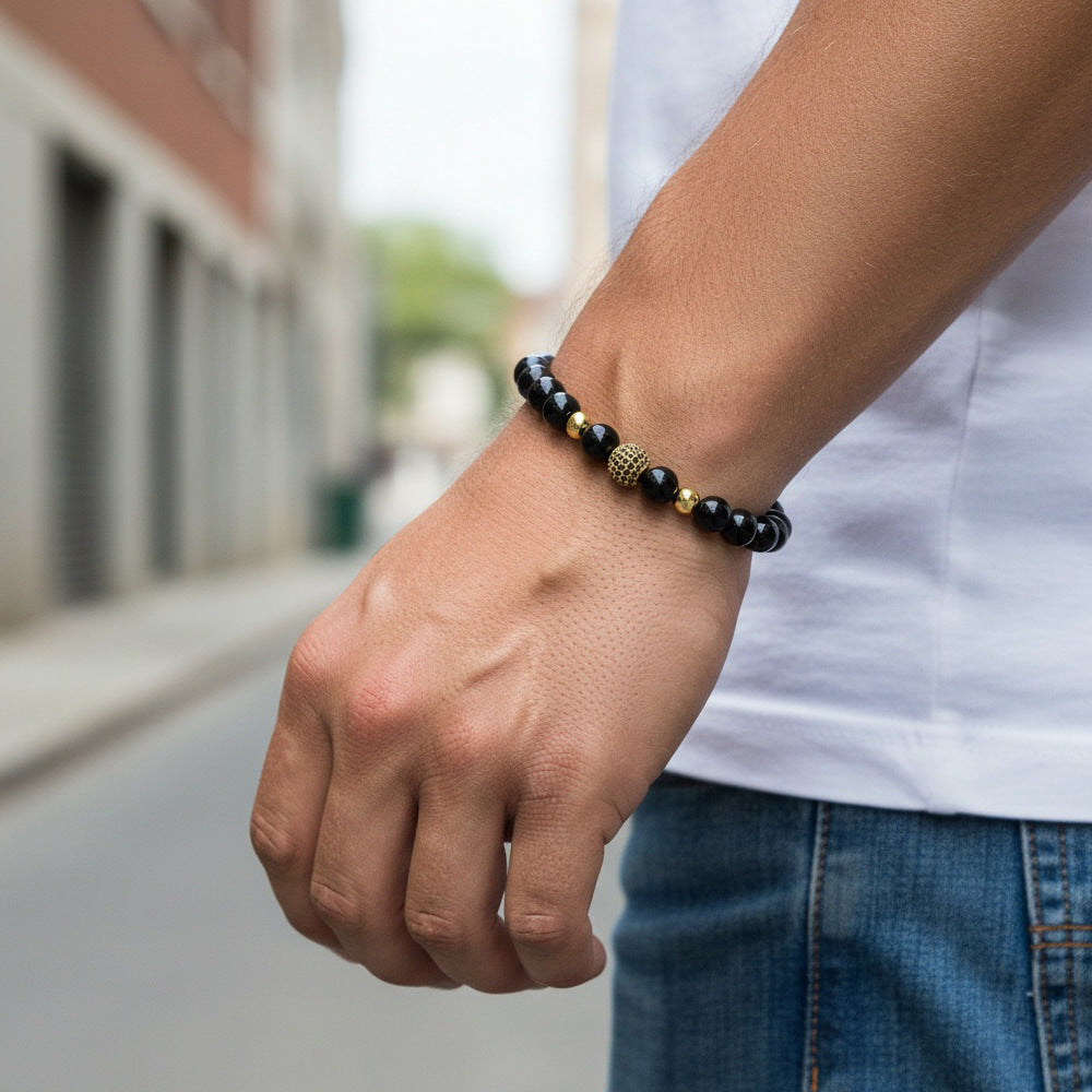 Men's Hip-Hop Bracelet Featuring Crown Pattern, Stylish And Trendy Accessory