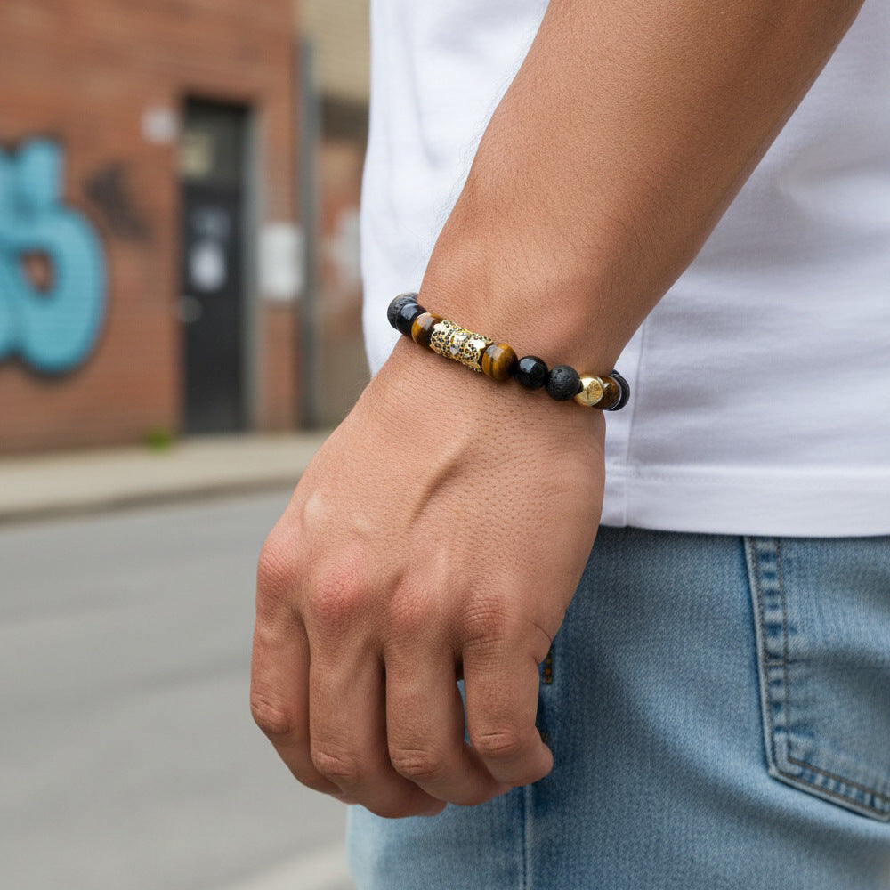 Men's Hip-Hop Bracelet Featuring Crown Pattern, Stylish And Trendy Accessory