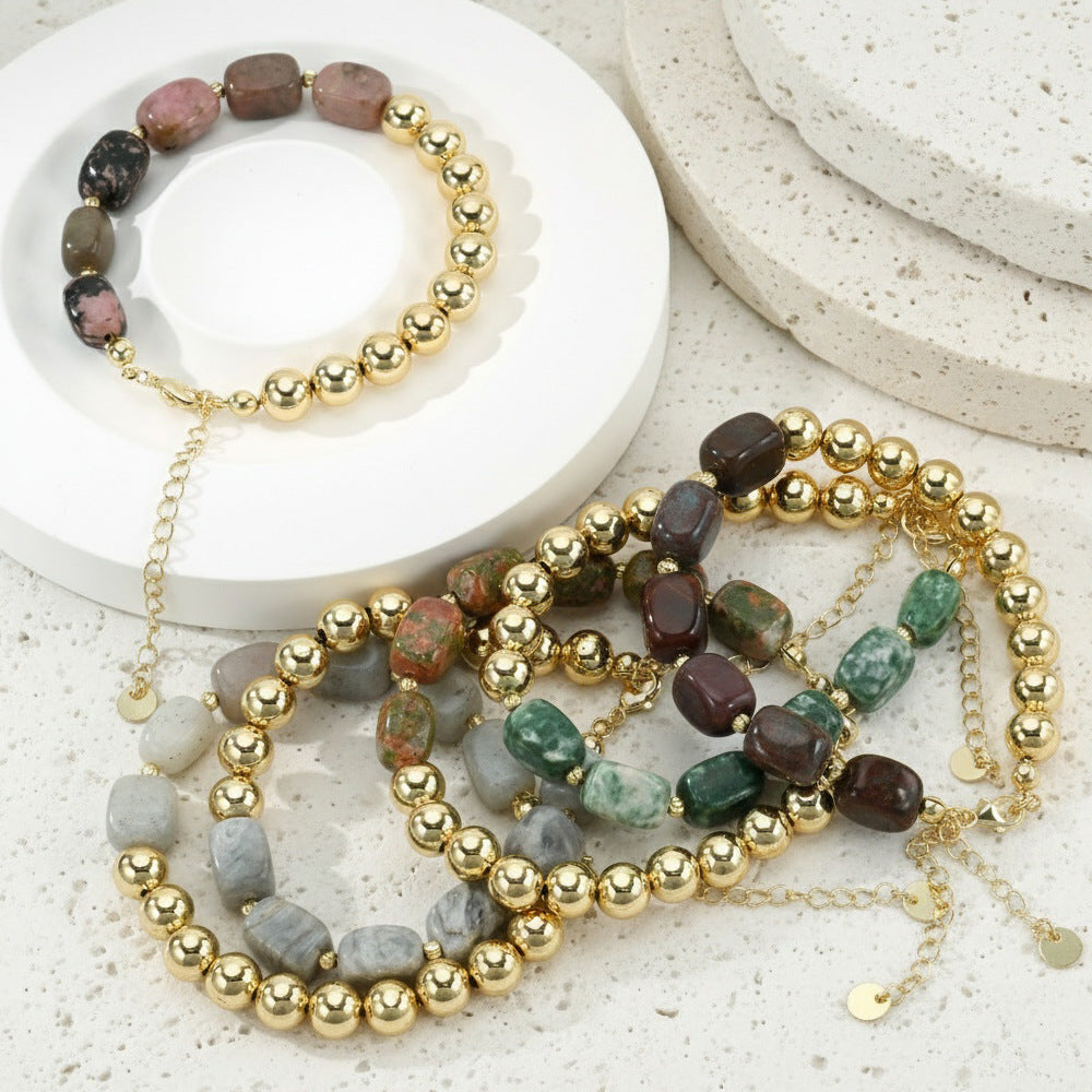 Natural Stone Beaded Agate Bracelets For Stylish Accessories In Various Colours