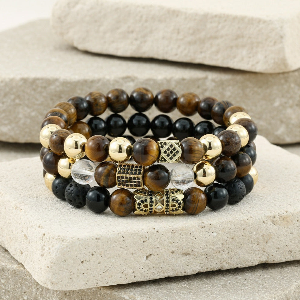 Men's Hip-Hop Bracelet Featuring Crown Pattern, Stylish And Trendy Accessory