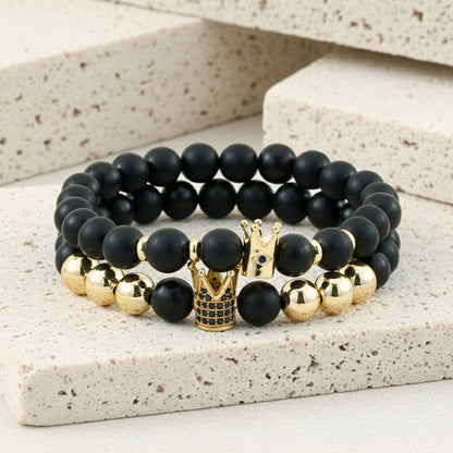 Men's Hip-Hop Bracelet Featuring Crown Pattern, Stylish And Trendy Accessory
