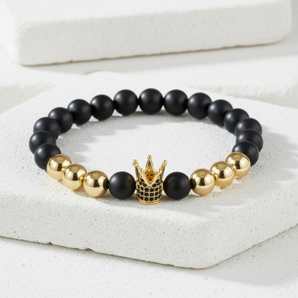 Men's Hip-Hop Bracelet Featuring Crown Pattern, Stylish And Trendy Accessory