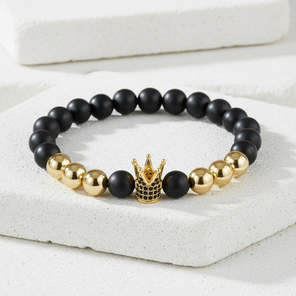 Men's Hip-Hop Bracelet Featuring Crown Pattern, Stylish And Trendy Accessory