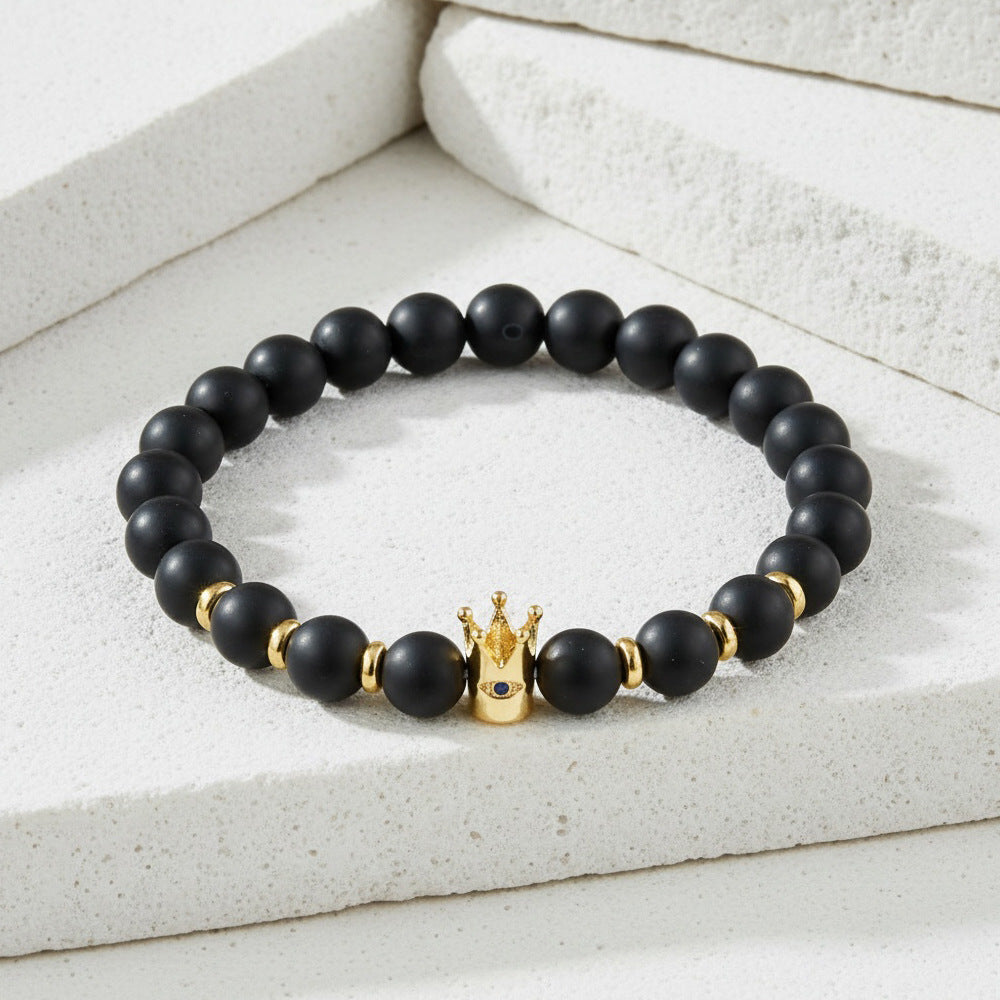 Men's Hip-Hop Bracelet Featuring Crown Pattern, Stylish And Trendy Accessory