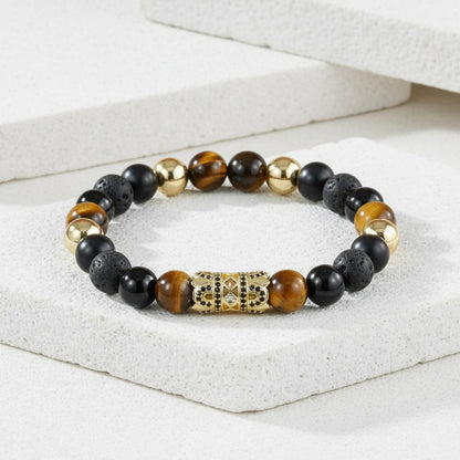 Men's Hip-Hop Bracelet Featuring Crown Pattern, Stylish And Trendy Accessory