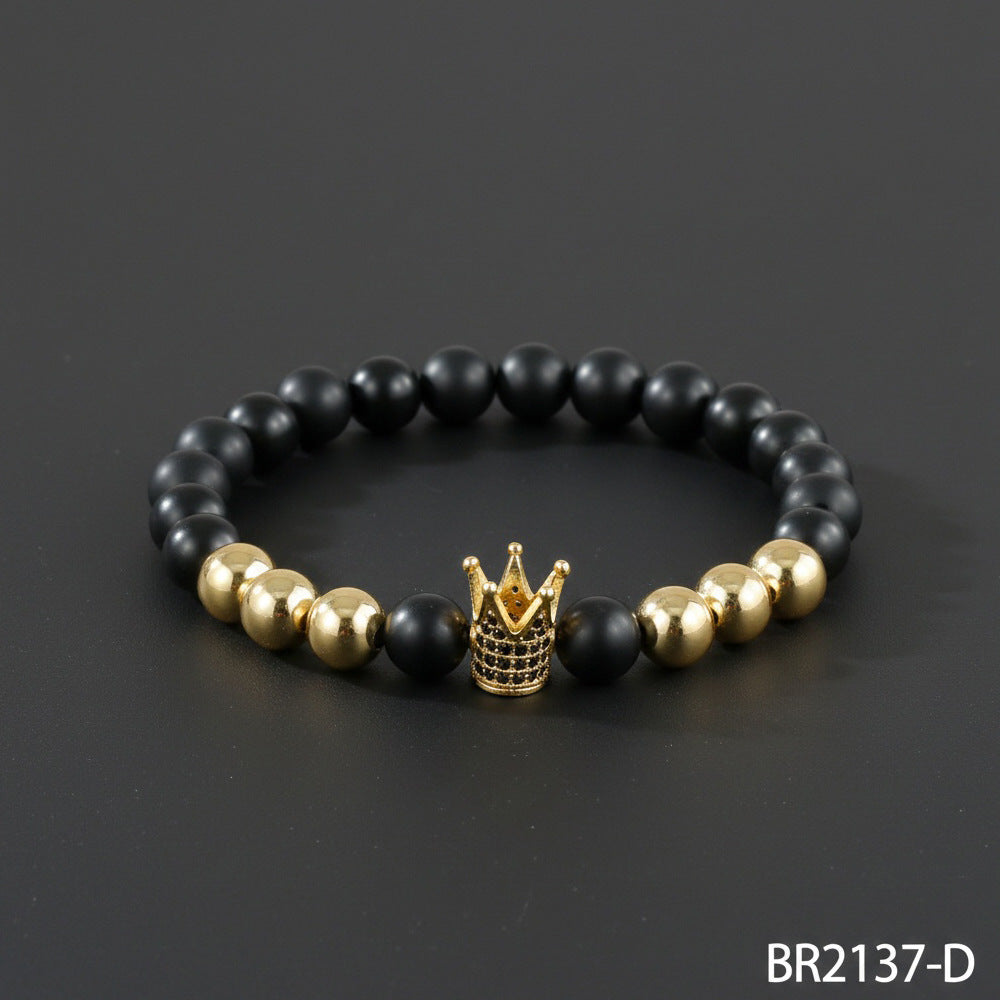 Men's Hip-Hop Bracelet Featuring Crown Pattern, Stylish And Trendy Accessory