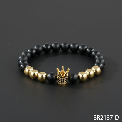 Men's Hip-Hop Bracelet Featuring Crown Pattern, Stylish And Trendy Accessory