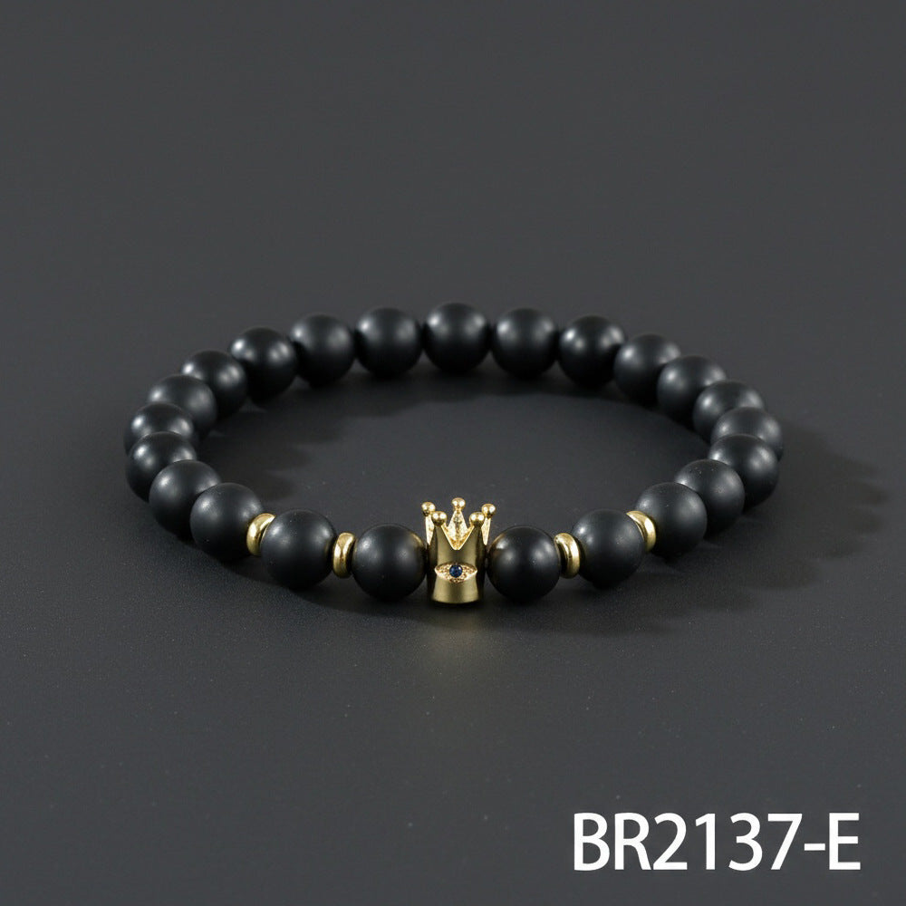 Men's Hip-Hop Bracelet Featuring Crown Pattern, Stylish And Trendy Accessory