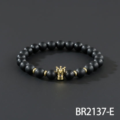 Men's Hip-Hop Bracelet Featuring Crown Pattern, Stylish And Trendy Accessory