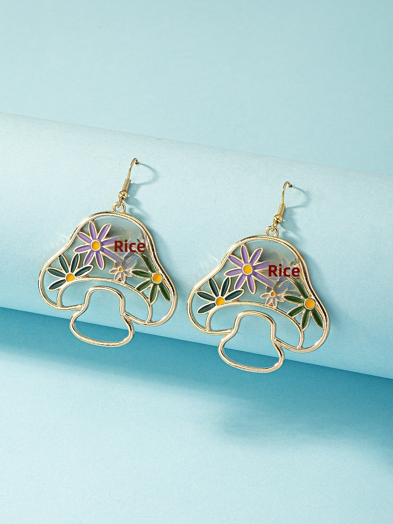 Sweet Pastoral Mushroom Drop Earrings For Women In Green