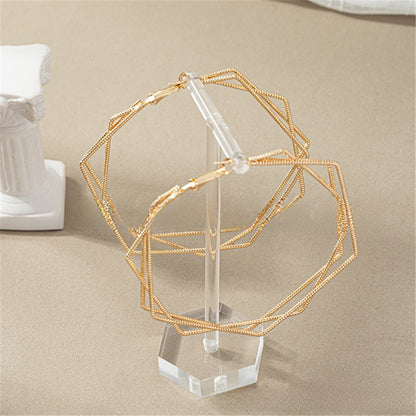 Exaggerated Geometric Earrings For Women In Gold Featuring Lines Design