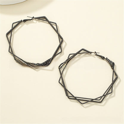 Exaggerated Geometric Earrings For Women In Gold Featuring Lines Design