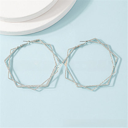 Exaggerated Geometric Earrings For Women In Gold Featuring Lines Design
