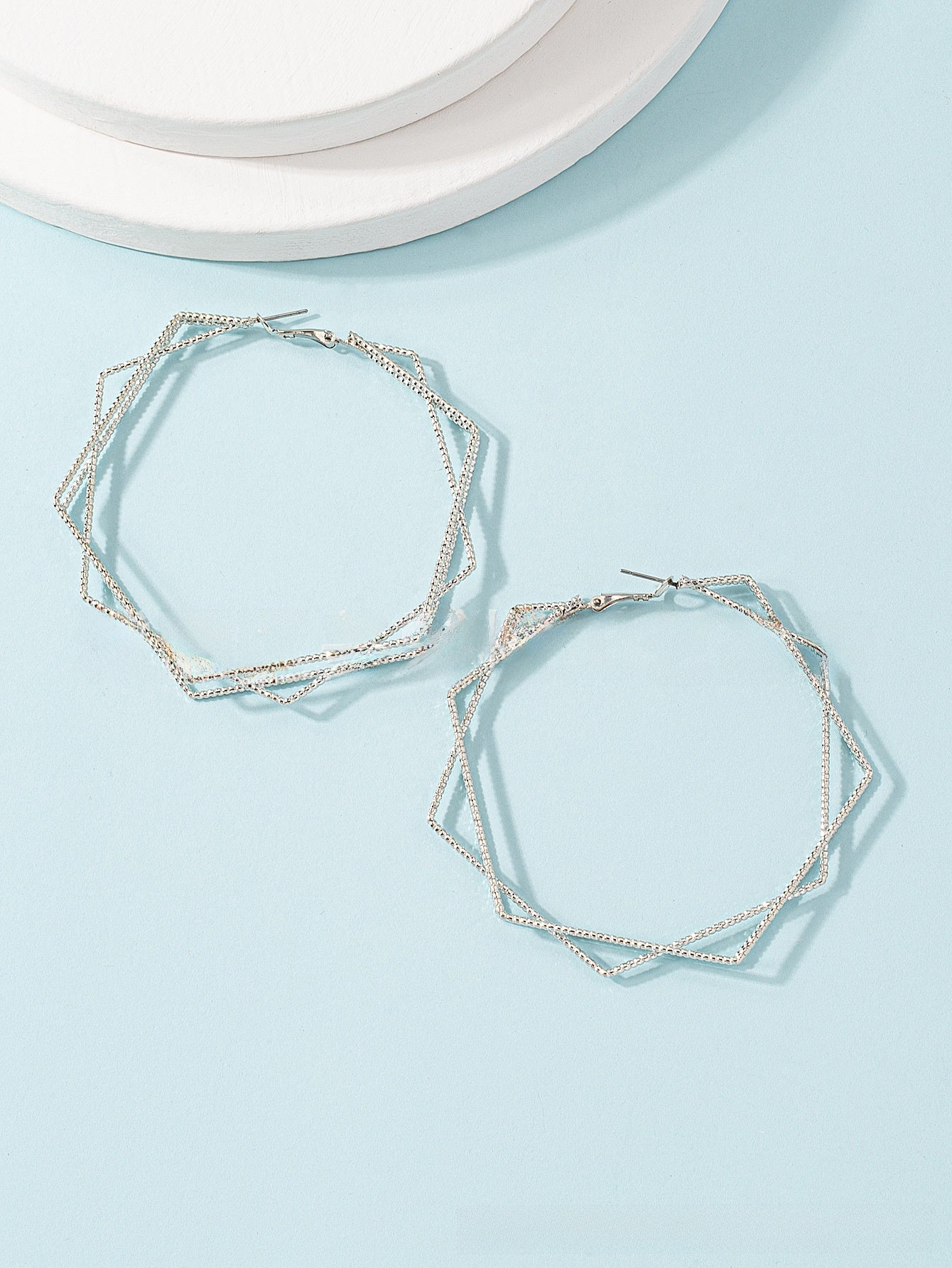 Exaggerated Geometric Earrings For Women In Gold Featuring Lines Design