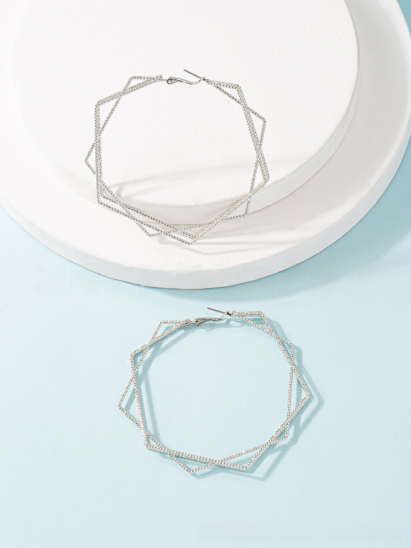 Exaggerated Geometric Earrings For Women In Gold Featuring Lines Design