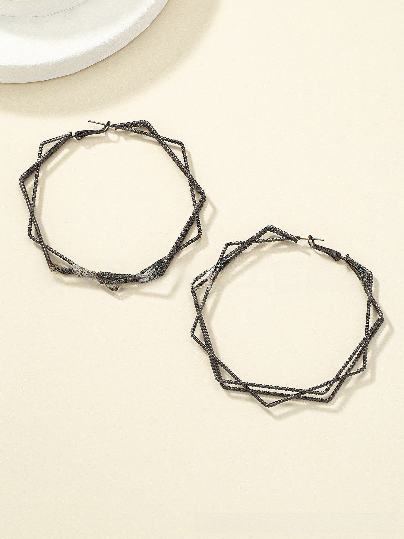 Exaggerated Geometric Earrings For Women In Gold Featuring Lines Design