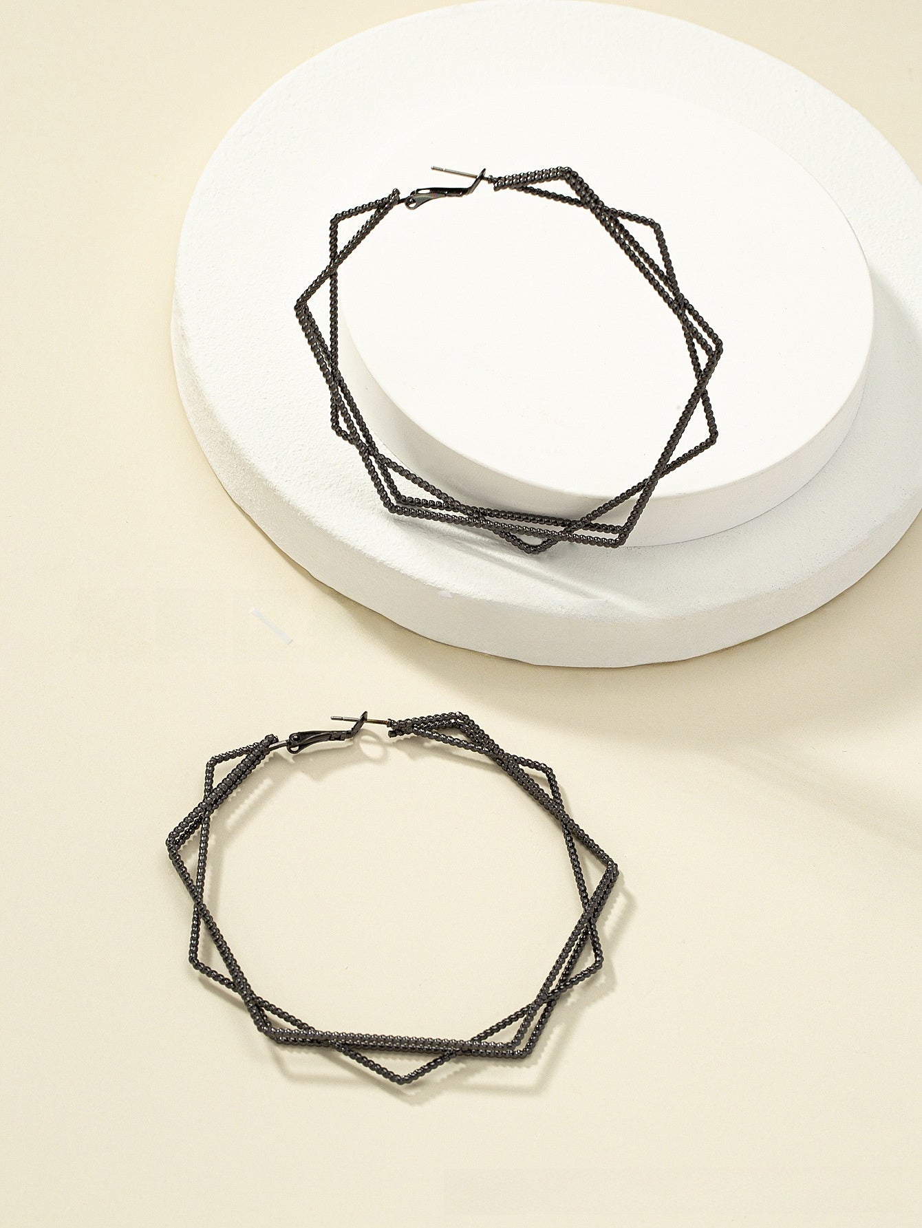 Exaggerated Geometric Earrings For Women In Gold Featuring Lines Design
