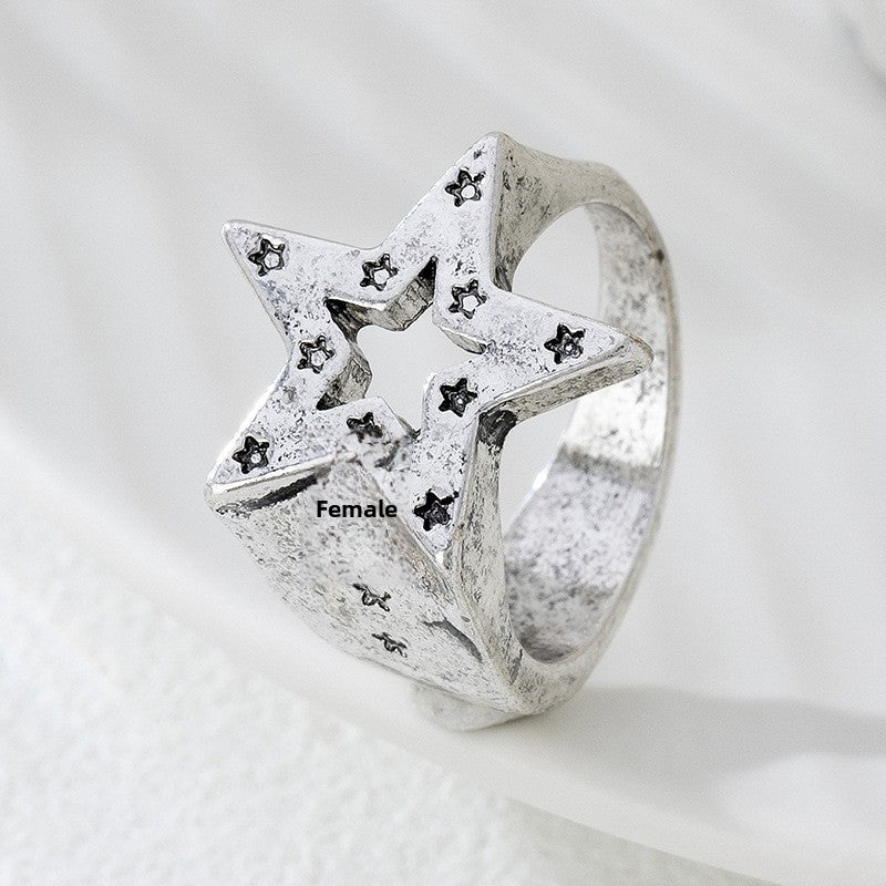 Vintage Unisex Star Ring Distressed Accessories Simple Trendy Jewelry Women's Hand Accessories