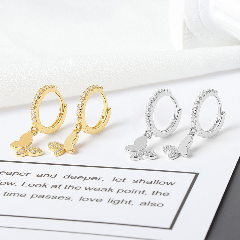 Butterfly Pattern 925 Sterling Silver Earrings In Silver, Elegant For Everyday Wear