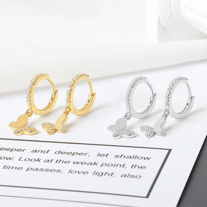 Butterfly Pattern 925 Sterling Silver Earrings In Silver, Elegant For Everyday Wear