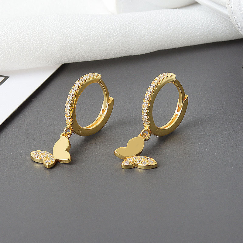Butterfly Pattern 925 Sterling Silver Earrings In Silver, Elegant For Everyday Wear