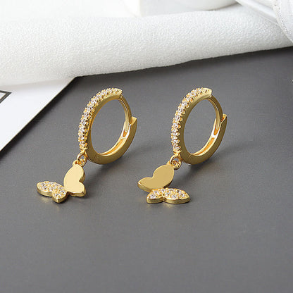 Butterfly Pattern 925 Sterling Silver Earrings In Silver, Elegant For Everyday Wear