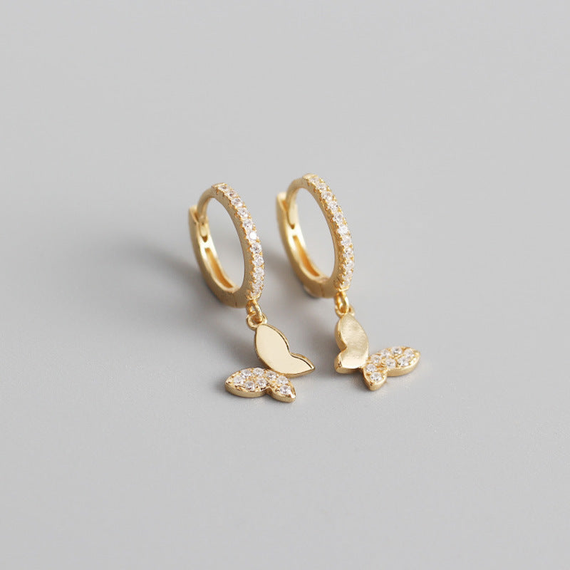 Butterfly Pattern 925 Sterling Silver Earrings In Silver, Elegant For Everyday Wear